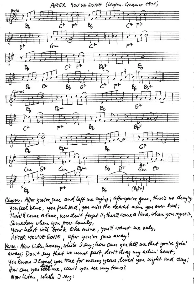 after you've gone free jazz leadsheet - Courtesy of the Jungle Jazz Band